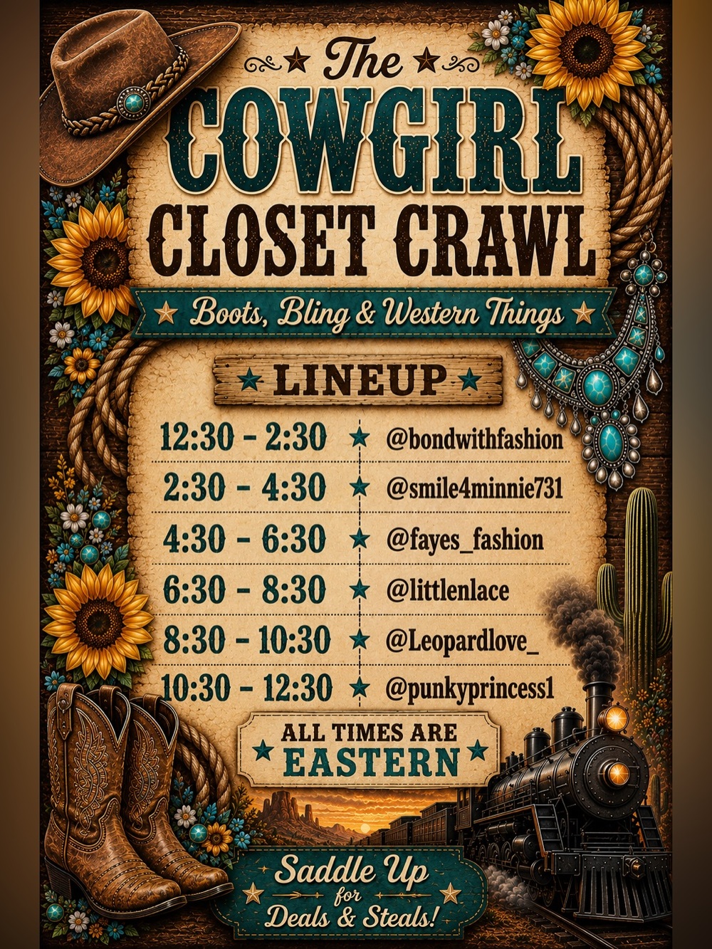 The Cowgirl Closet Crawl Live Flyer! 💛🤎🤠 - Picture 2 of 4